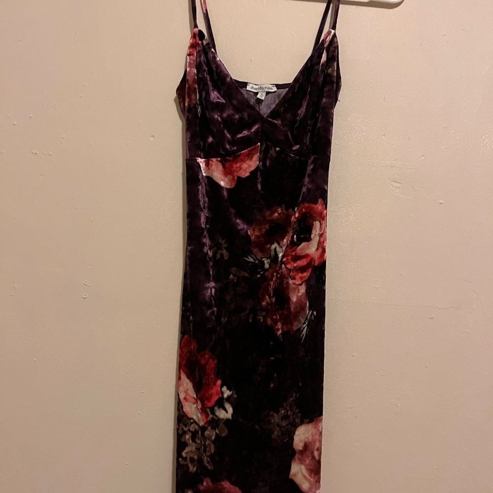 Velvet purple floral dress